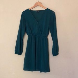 Express XS Green Chiffon Dress